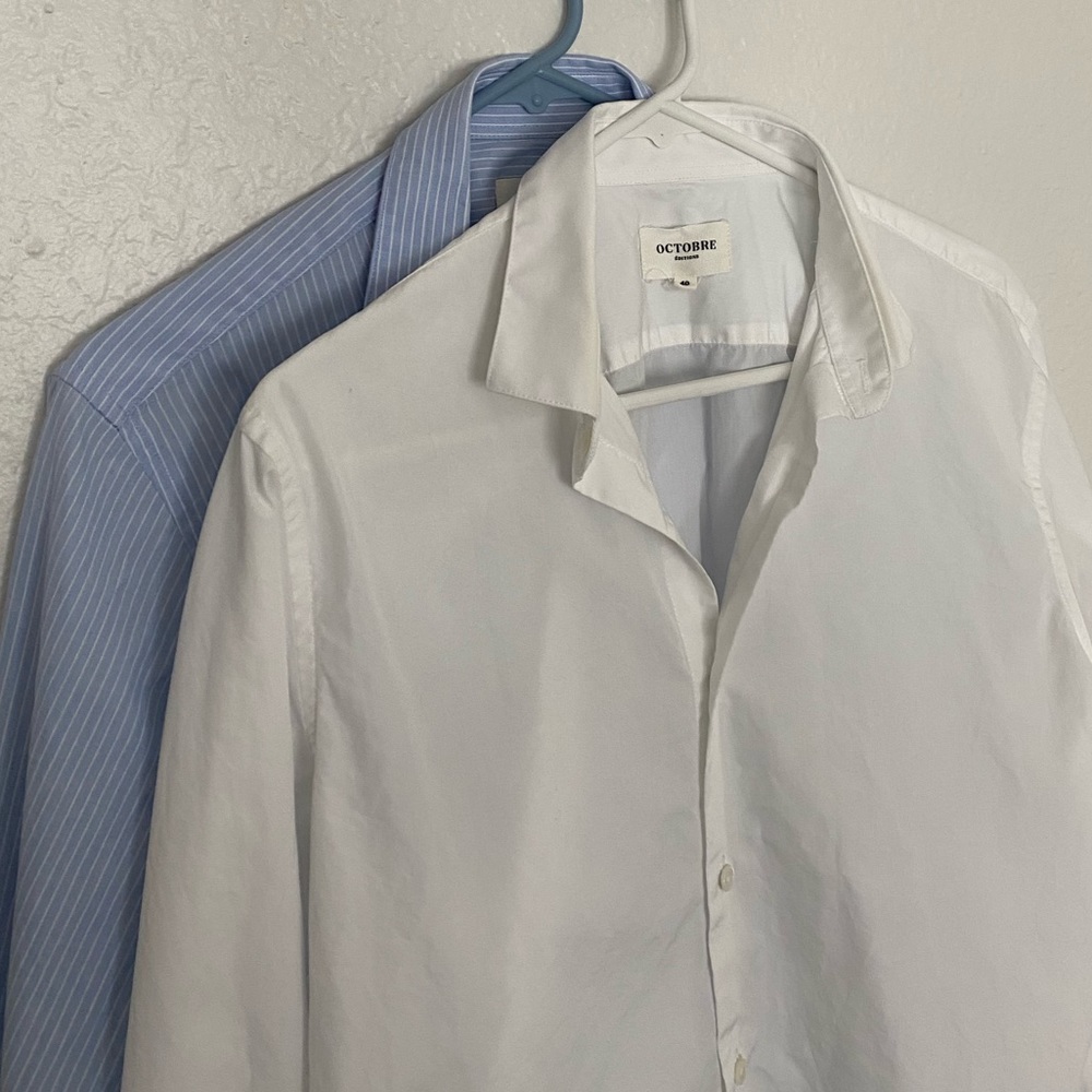 SET OF TWO Allen Poplin Dress Shirts